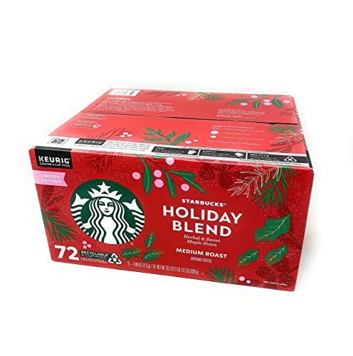 Starbucks Medium Roast Holiday Blend Ground Coffee K-Cups, 72 Count