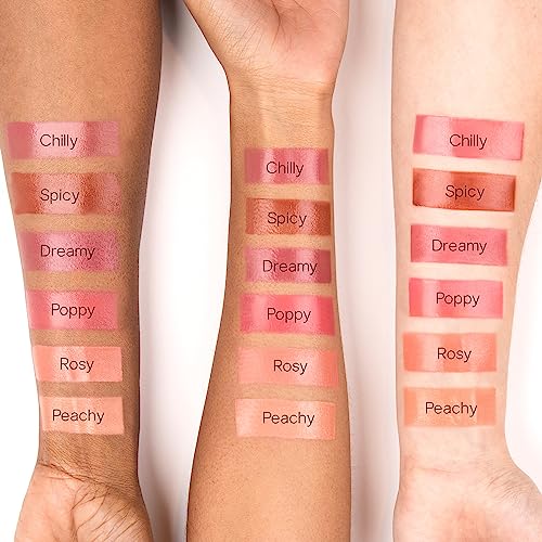 Saie Dew Blush - Lightweight, Blendable + Buildable Cream Gel Blush for a Dewy Cheek Tint - Doe Foot Wand Makeup Applicator - Chilly (0.40 oz)