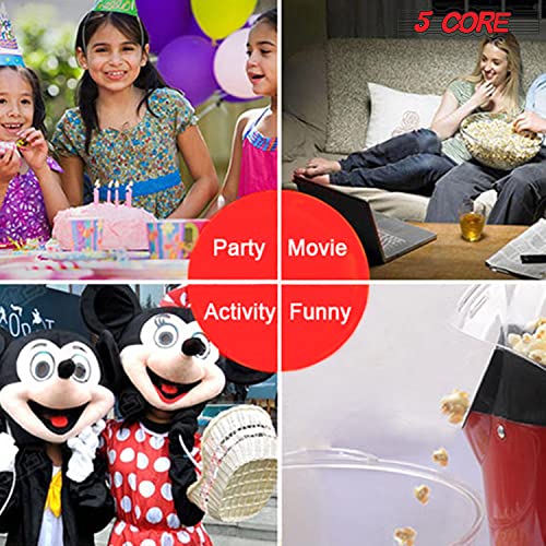 5 Core Hot Air Popcorn Popper 1200W Electric Popcorn Machine Kernel Corn Maker, Bpa Free, 16 Cups, 95% Popping Rate, 3 Minutes Fast, No Oil Healthy Snack for Kids Adults, Home, Party & Gift POP R
