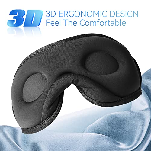 Sleep Headphones, Bluetooth 5.0 Wireless 3D Eye Mask, Lightimetunnel Washable Sleeping Headphones for Side Sleepers With Adjustable Ultra Thin Stereo Speakers Microphone Hands Free for Insomnia Travel