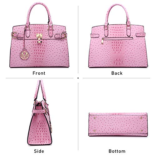 MKP Women Fashion Satchel Handbag Purse with Matching Wristlet Wallet Set 2pcs (Pink)