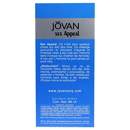 Jovan Sex Appeal By Coty | 3.0 Oz Cologne Spray | Fragrance For Men