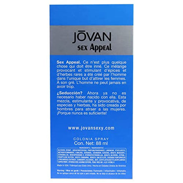 Jovan Sex Appeal By Coty | 3.0 Oz Cologne Spray | Fragrance For Men