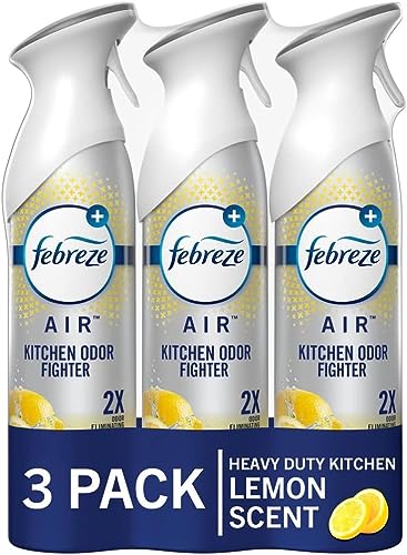 Febreze Room Air Fresheners, Home & Kitchen Room Fresheners, Air Freshener Spray, Odor Fighter Air Freshener for Home, Fresh Lemon Scent, 8.8 oz. Aerosol Can (Pack of 3)