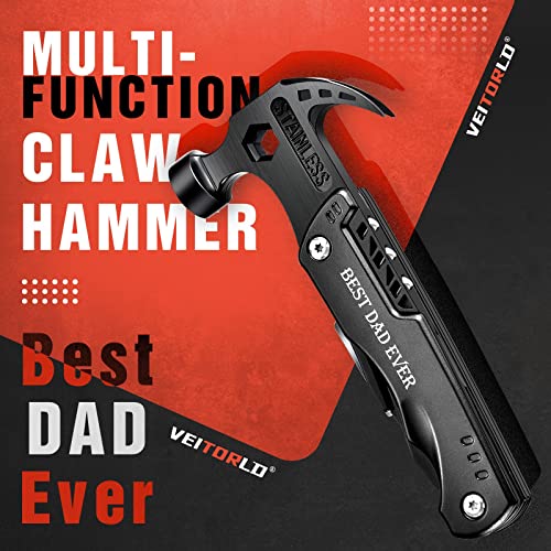 VEITORLD Dad Gifts for Christmas, Gifts for Dad Who Wants Nothing, Stocking Stuffers for Dad Men, Best Dad Ever Gifts from Daughter Son Kids, All in One Survival Tools Hammer Multitool, Cool Gadgets
