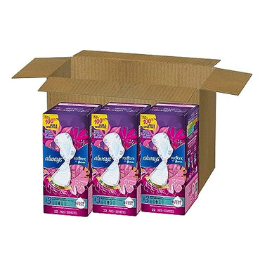 Always Radiant Feminine Pads For Women, Size 3 Extra Heavy Absorbency, With Flexfoam, With Wings, Light Clean Scent, 22 Count x 3 Packs (66 Count Total)