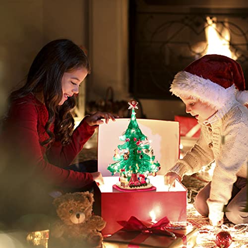 CAKKA Christmas Tree Building Toy Sets, 2023 DIY Building Blocks Music Box with Light, Xmas Holiday Construction Toy Gift for 8+ Boys Girls (486PCS)