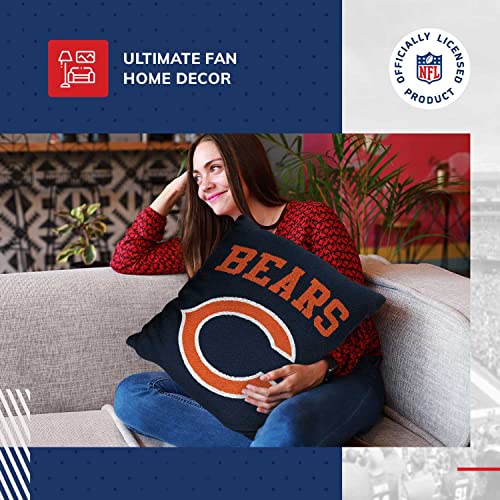 Northwest NFL Decorative Football Throw Pillow - Premium Poly-Spandex - 14" x 14" - Home D�cor - Stylish & Comfortable Pillow (Chicago Bears - Blue)