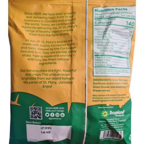 St. Mary's Banana Chips 15 Pack - 30g | Product of Jamaica | Original - Perfect Crispiness