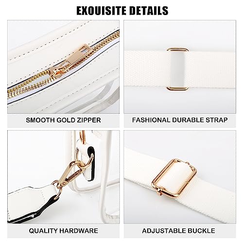 WEDDINGHELPER Clear Purse for Women:Clear Bag Stadium Approved, Crossbody Shoulder Bag with 2 Adjustable Purse Straps for Sporting Events Concerts(B-Red-2)