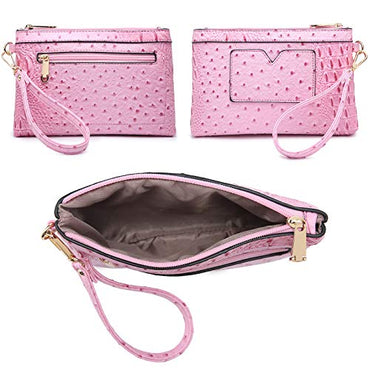MKP Women Fashion Satchel Handbag Purse with Matching Wristlet Wallet Set 2pcs (Pink)
