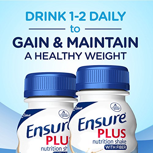 Ensure Plus Liquid Nutrition Shake with Fiber, 16 Grams of Protein, , Vanilla, 8 Fl Oz Bottle (Pack of 24)