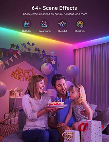 Govee 16.4ft RGBIC LED Strip Lights H617A, Smart LED Lights, App Control with Segmented DIY, Music Sync Mode, Bluetooth Control, Color Changing LED Light Strips for Bedroom, Gaming Room and Desk