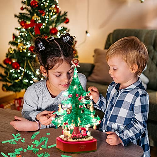 CAKKA Christmas Tree Building Toy Sets, 2023 DIY Building Blocks Music Box with Light, Xmas Holiday Construction Toy Gift for 8+ Boys Girls (486PCS)
