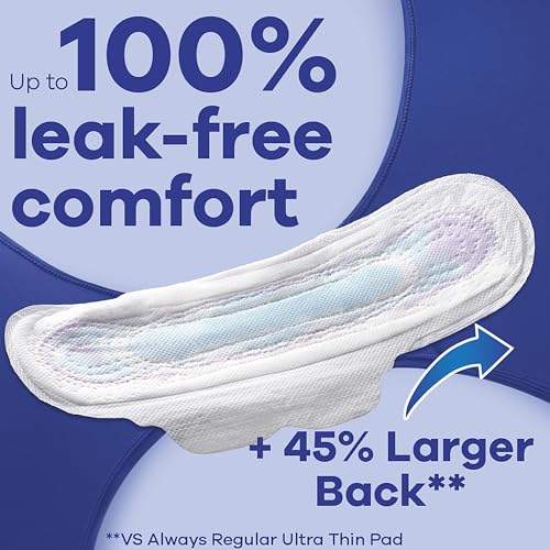 Always Ultra Thin Feminine Pads For Women, Size 4 Overnight Absorbency, With Wings, Unscented, 50 Count x 3 (150 Count Total)