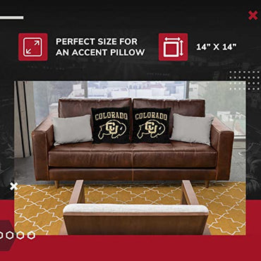 Northwest NCAA Decorative Pillow - Enhance Your Space with Woven Throw Pillows - 14" x 14" - Home D�cor College Fan Pillow (Colorado Buffaloes - Black)