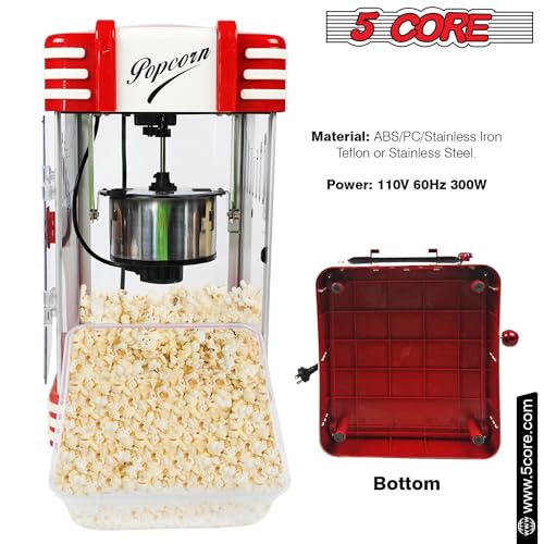 5 Core Popcorn Machine Popcorn Maker Machine used in Home Movie Theater Style Popcorn Popper 4 Oz Antique 300 Watts Big Grande Size POP 850