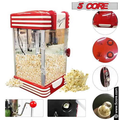 5 Core Popcorn Machine Popcorn Maker Machine used in Home Movie Theater Style Popcorn Popper 4 Oz Antique 300 Watts Big Grande Size POP 850