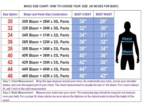 MOGU Mens Slim Fit Suit 2 Piece Tuxedo for Daily Business Wedding Party (Suit Jacket + Pants) US Size Blazer 30/Pants 29 Hot Pink