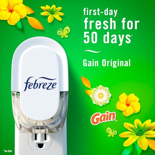 Febreze Odor-Fighting Fade Defy PLUG Air Freshener Refill, Gain Original Scent, (3) .87 fl. oz. Oil Refills