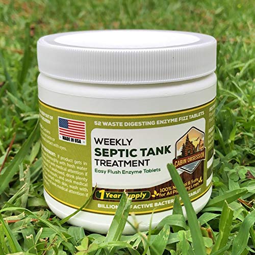 52 Weekly Septic Tank Treatment Fizz Tablets – Easy Flush Bio Toilet Tabs with Billions of Active Bacteria per Tablet – 1 Year Supply - 100% Natural & Safe for All Plumbing & Drain Lines…