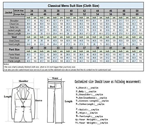 Men's Suits Slim Fit 3 Pieces Notch Lapel Formal Groomsmen Tuxedos for Wedding (Blazer+Vest+Pant)(Black,42)