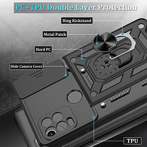 Moto G Stylus 5G(2021) Case with Screen Protector,Shockproof Phone Cover with Magnetic Kickstand Ring for Motorola G Stylus 5G 2021,Black
