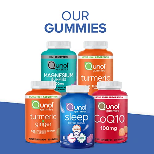 Qunol Turmeric and Ginger Gummies, Gummy with 500mg Turmeric + 50mg Ginger, Joint Support Supplement, Ultra High Absorption Tumeric and Ginger, Vegan, Gluten Free, 90ct Gummies