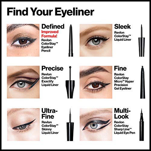 Revlon Pencil Eyeliner, Gifts for Women, Stocking Stuffers, ColorStay Eye Makeup with Built-in Sharpener, Waterproof, Smudge-proof, Longwearing with Ultra-Fine Tip, 201 Black, 2 Pack