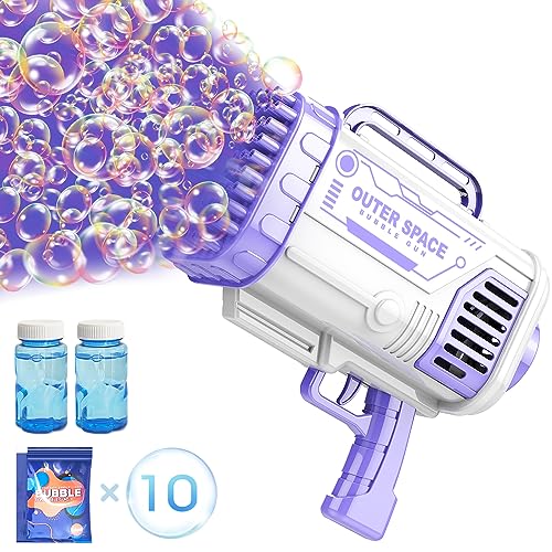 Bubble Machine Gun, 80 Holes Bubble Gun Bubbles Kids Toys for Toddlers Boys Girls Age 3 4 5 6 7 8 9 10 11 12 Year Old, Outdoor Indoor Summer Toys Birthday Gifts, Wedding Party Favors-Purple