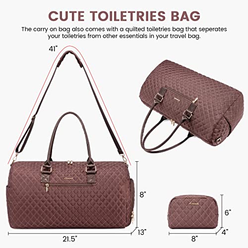 LOVEVOOK Travel Duffle Bag, Weekender Bag for Women with Toiletry Bag, Carry on Overnight Bag with Shoe Compartment, Gym Duffel Bag with Wet Pocket, Mommy Hospital Bags for Labor and Delivery