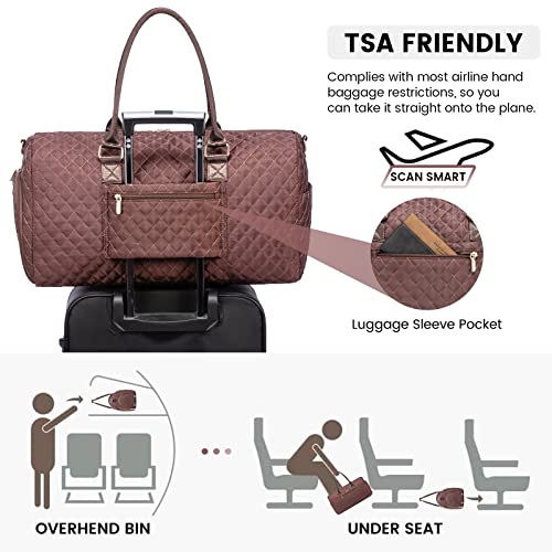 LOVEVOOK Travel Duffle Bag, Weekender Bag for Women with Toiletry Bag, Carry on Overnight Bag with Shoe Compartment, Gym Duffel Bag with Wet Pocket, Mommy Hospital Bags for Labor and Delivery