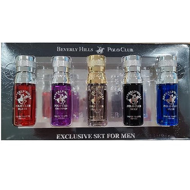 Beverly Hills Polo Club 5 Piece Mini Gift Set Exclusive for Men, EDT Eau De Toilette 5 Mini 0.5oz Bottles May Vary
