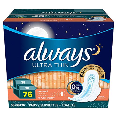 Always Maxi Size 1 Regular Pads For Women, With Wings, Unscented, 36ct -  Pack of 2 (72 Count Total)