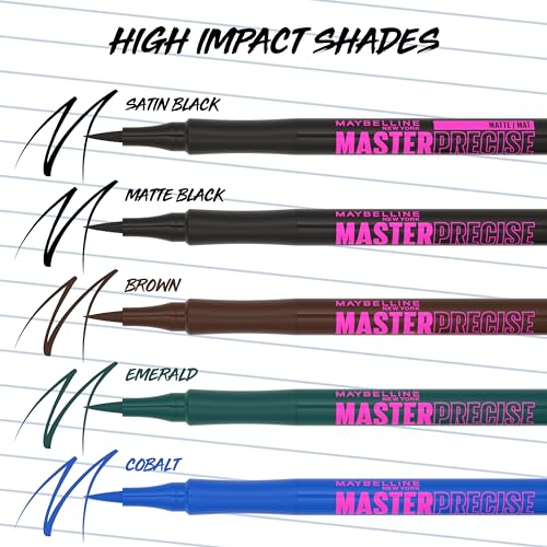 Maybelline New York Eyestudio Master Precise All Day Waterproof Liquid Eyeliner Makeup, Black, 1 Count