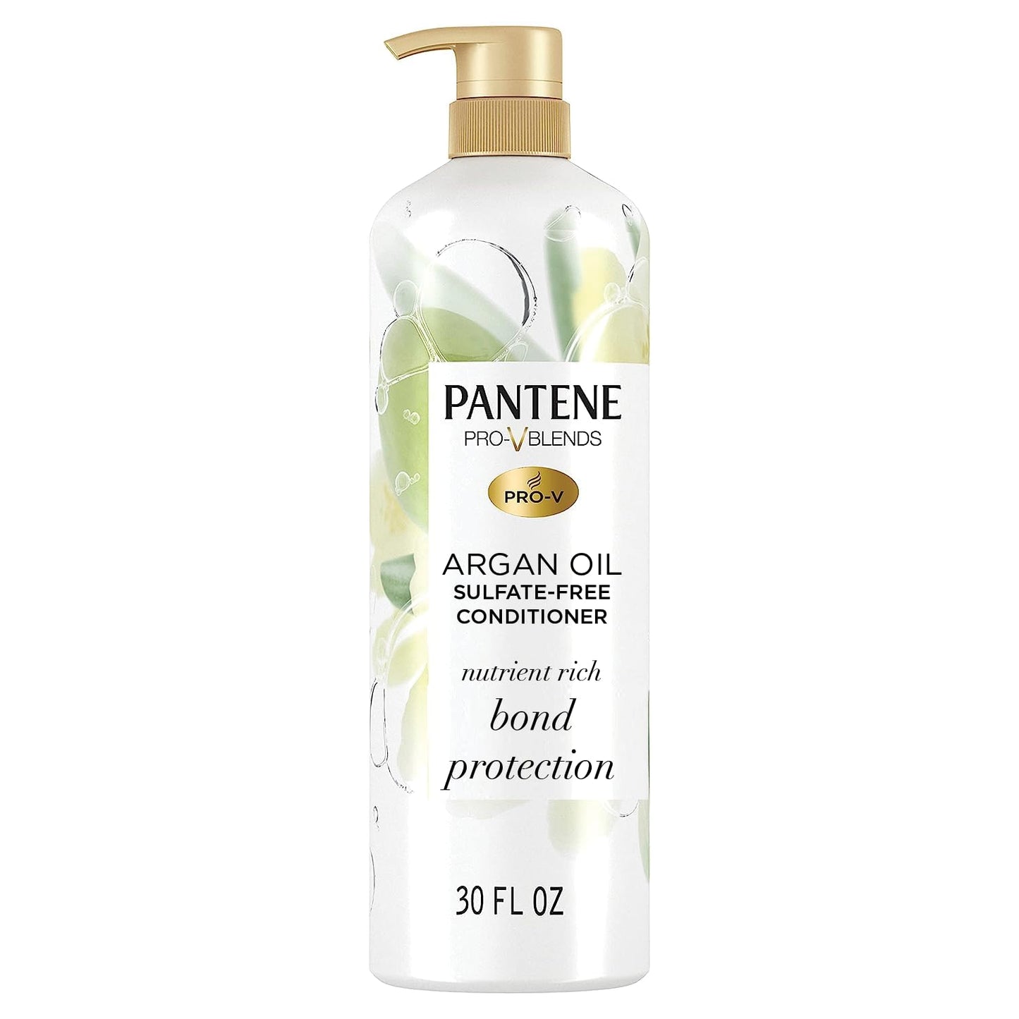 Pantene Argan Oil Conditioner for dry damaged hair, Smoothing and Moisturizing, Nutrient Infused with Vitamin B5, Anti Frizz, Safe for Color Treated Hair, Pro-V Blends, 30.0 oz