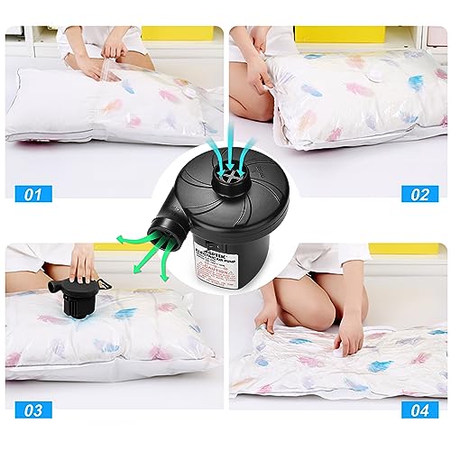 AGPTEK Electric Air Pump with 3 Nozzles, 110V AC/12V DC, Portable Quick-Fill Perfect Inflator/Deflator Pumps for Outdoor Camping, Inflatable Cushions, Air Mattress Beds, Boats, Swimming Ring