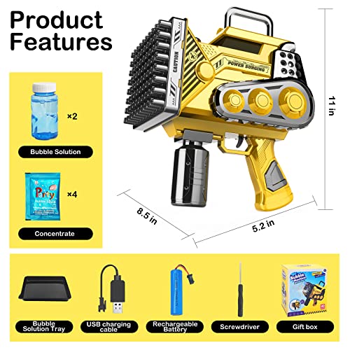 Bubble Guns Bubbles Maker Blower Machine Blaster,80 Holes Automatic Engineer Toys for Kids Toddlers,Wedding Party Favors,Birthday Gifts for 3 4 5 6 7 8 9 10 11 12 Years Old Boys Girls