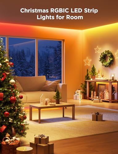 Govee 16.4ft RGBIC LED Strip Lights H617A, Smart LED Lights, App Control with Segmented DIY, Music Sync Mode, Bluetooth Control, Color Changing LED Light Strips for Bedroom, Gaming Room and Desk