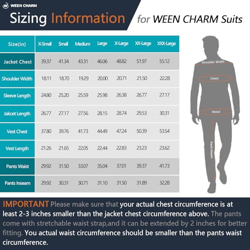 WEEN CHARM Men's Suits Slim Fit,3 Piece Suit for Men,2 Button Blazer Jacket Vest Pants with Tie,Men Tuxedo Suit Set Light Grey