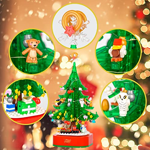 CAKKA Christmas Tree Building Toy Sets, 2023 DIY Building Blocks Music Box with Light, Xmas Holiday Construction Toy Gift for 8+ Boys Girls (486PCS)