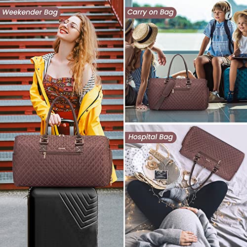 LOVEVOOK Travel Duffle Bag, Weekender Bag for Women with Toiletry Bag, Carry on Overnight Bag with Shoe Compartment, Gym Duffel Bag with Wet Pocket, Mommy Hospital Bags for Labor and Delivery