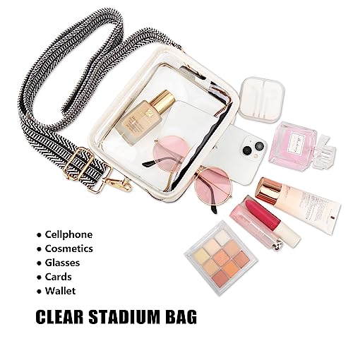 WEDDINGHELPER Clear Purse for Women:Clear Bag Stadium Approved, Crossbody Shoulder Bag with 2 Adjustable Purse Straps for Sporting Events Concerts(B-Red-2)