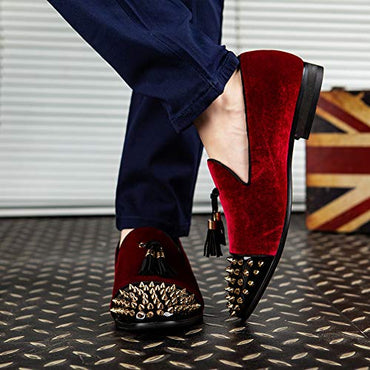 JITAI Brand Men Loafers Spring and Autumn Men Casual Penny Loafer Shoes Men's Dress Shoes Plus Size, Red/04, 7 US