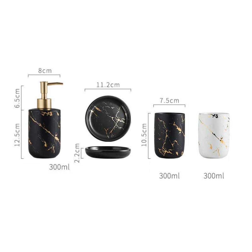 YYW Bathroom Accessories Set, 4Pcs/Set Luxury Ceramic Bathroom Accessory Set, Soap/Lotion Dispenser, Bathroom Tumbler, Soap Dish for Home Hotel Bathroom (White)