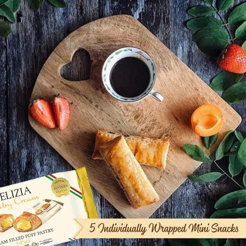 Delizia Pastry Cream by Pasticceria Matilde Vicenzi | Cream Filled Puff Pastry Patisserie Rolls | All-Natural, Kosher Dairy | Made in Italy | 4.41oz (125g) Box, 4-Pack