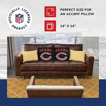 Northwest NFL Decorative Football Throw Pillow - Premium Poly-Spandex - 14" x 14" - Home D�cor - Stylish & Comfortable Pillow (Chicago Bears - Blue)