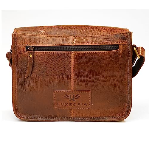 Real Leather Crossbody Bags for Women, Handmade Sling Bag, Adjustable Straps, Trendy Unisex Cross-Shoulder Purses, Snake Print- TAN