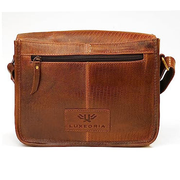 Real Leather Crossbody Bags for Women, Handmade Sling Bag, Adjustable Straps, Trendy Unisex Cross-Shoulder Purses, Snake Print- TAN