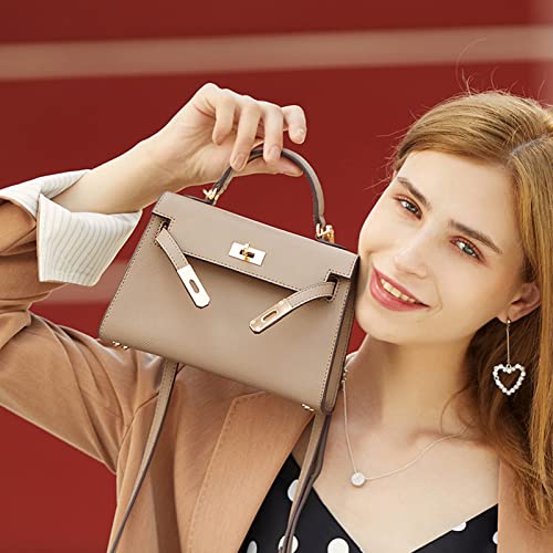 Womens Mini Leather Satchel Bags 9 * 2.5 * 5.5in Shoulder Purses Top Handle Handbags Ladies Designer Purses (Grey)